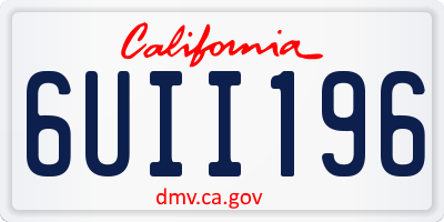CA license plate 6UII196