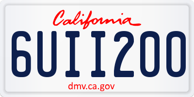 CA license plate 6UII200