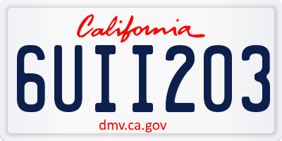 CA license plate 6UII203