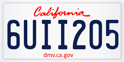 CA license plate 6UII205