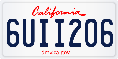 CA license plate 6UII206