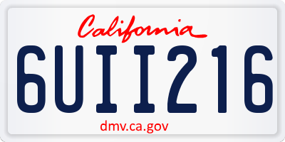 CA license plate 6UII216