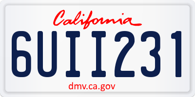 CA license plate 6UII231