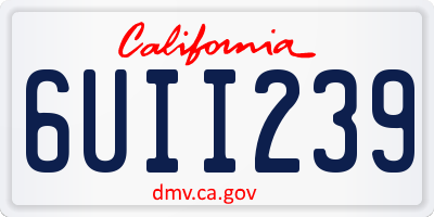 CA license plate 6UII239