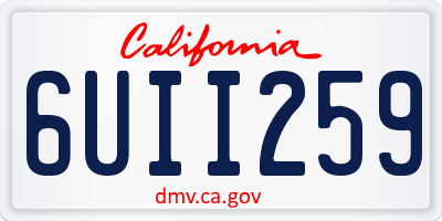 CA license plate 6UII259