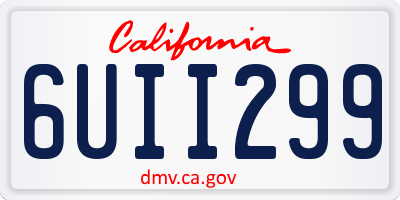 CA license plate 6UII299