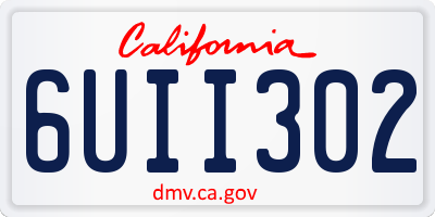 CA license plate 6UII302