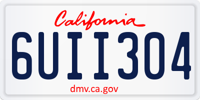 CA license plate 6UII304
