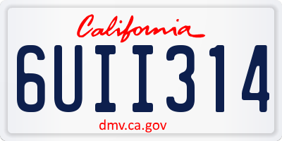 CA license plate 6UII314