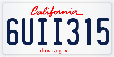 CA license plate 6UII315