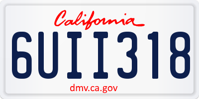 CA license plate 6UII318