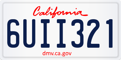 CA license plate 6UII321