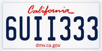 CA license plate 6UII333