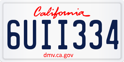 CA license plate 6UII334