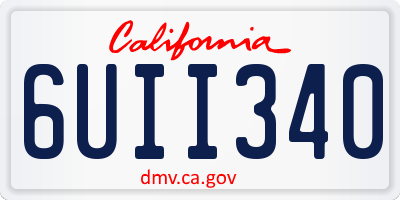 CA license plate 6UII340