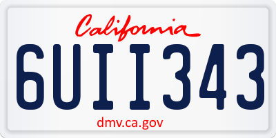 CA license plate 6UII343