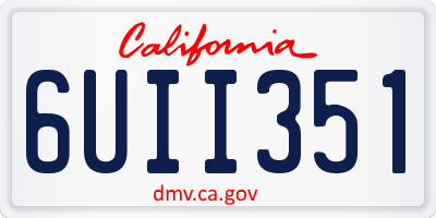 CA license plate 6UII351