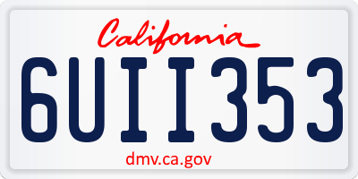 CA license plate 6UII353