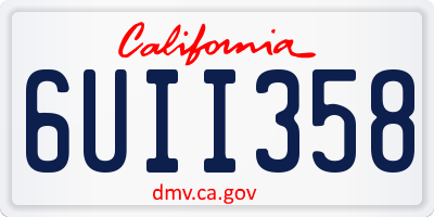 CA license plate 6UII358