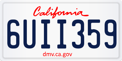 CA license plate 6UII359