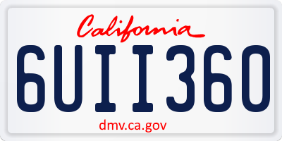 CA license plate 6UII360