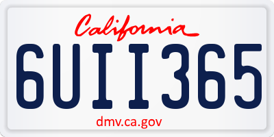 CA license plate 6UII365