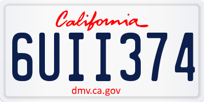 CA license plate 6UII374