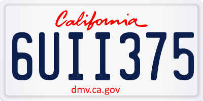 CA license plate 6UII375