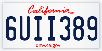 CA license plate 6UII389