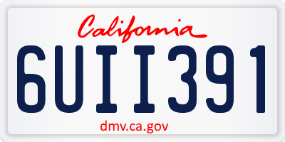 CA license plate 6UII391