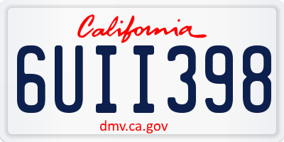 CA license plate 6UII398