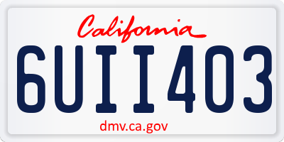 CA license plate 6UII403