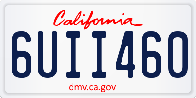 CA license plate 6UII460