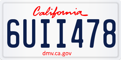 CA license plate 6UII478