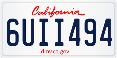 CA license plate 6UII494