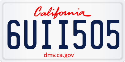 CA license plate 6UII505