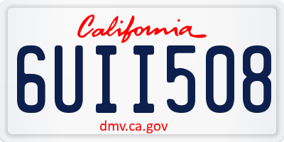 CA license plate 6UII508