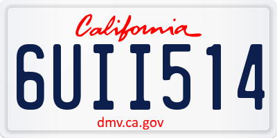 CA license plate 6UII514