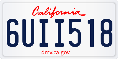 CA license plate 6UII518