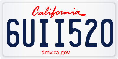CA license plate 6UII520