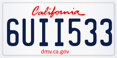 CA license plate 6UII533