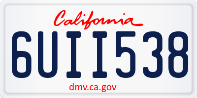 CA license plate 6UII538