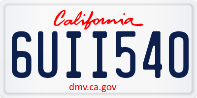 CA license plate 6UII540