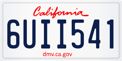 CA license plate 6UII541