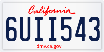 CA license plate 6UII543