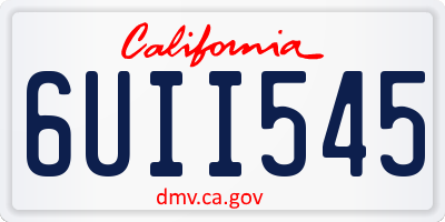 CA license plate 6UII545