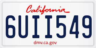CA license plate 6UII549