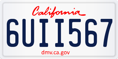 CA license plate 6UII567