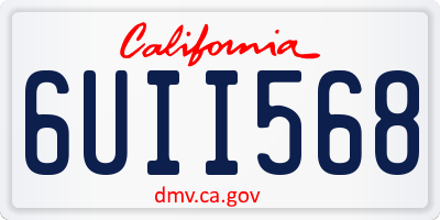 CA license plate 6UII568