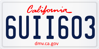 CA license plate 6UII603